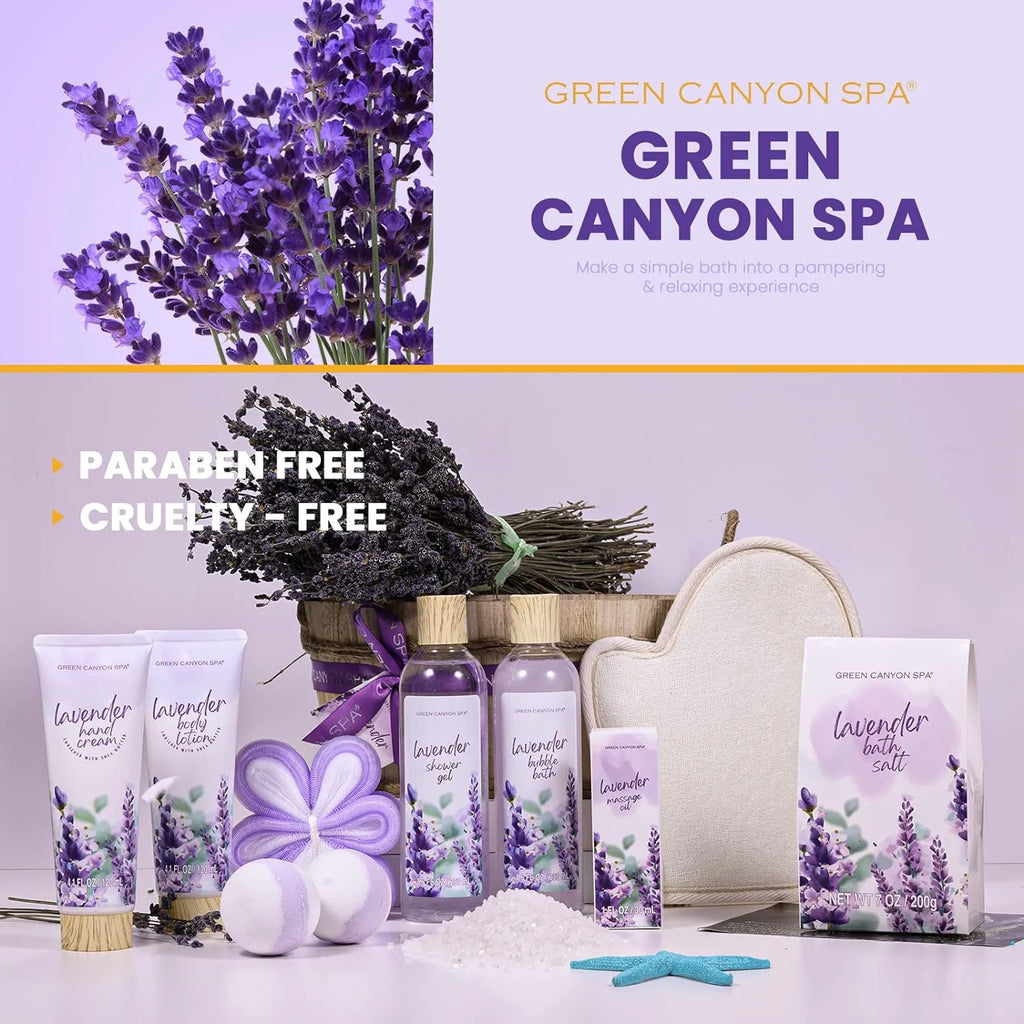 Christmas Bath Gift Sets for Women, 11Pcs Lavender Spa Baskets Gift Kits, Relaxing Holiday Birthday Gifts for Mom Her