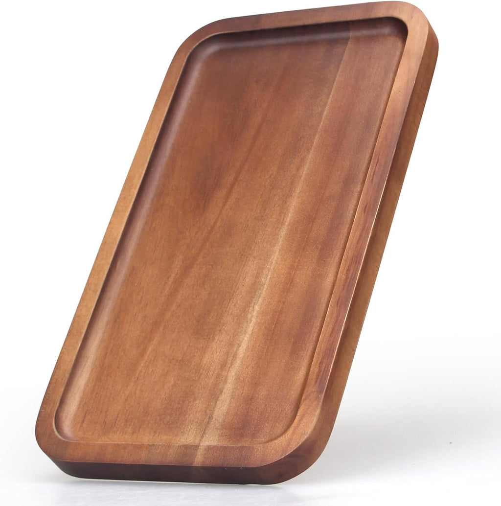 Small Wooden Platters 10"X 5.5" Rectangle Mini Charcuterie Boards Acacia Wood Serving Trays Home Decor Cheese Board Cake Appetizer Plates Kitchen Charcuterie Platter for Food Dish Dessert Snack Tray